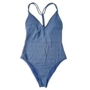 Cupshe Mira Blue Women's Strappy Braided Back One Piece Swimsuit Shimmery Medium